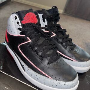 Jordan Black and Gray Sneakers with Red Accents